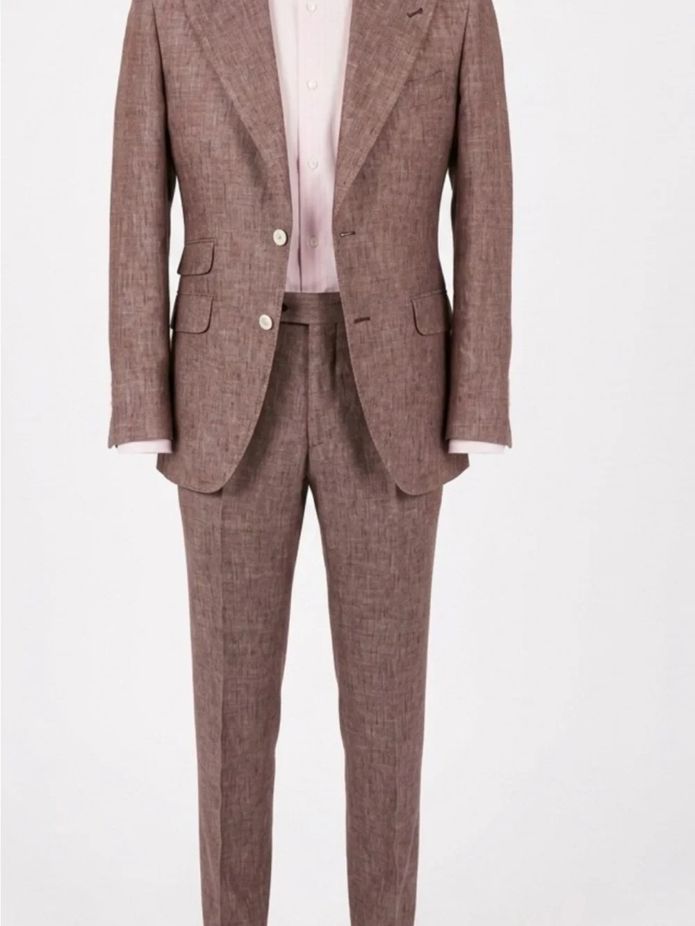Brown khaki Men's Linen suit made in Italy